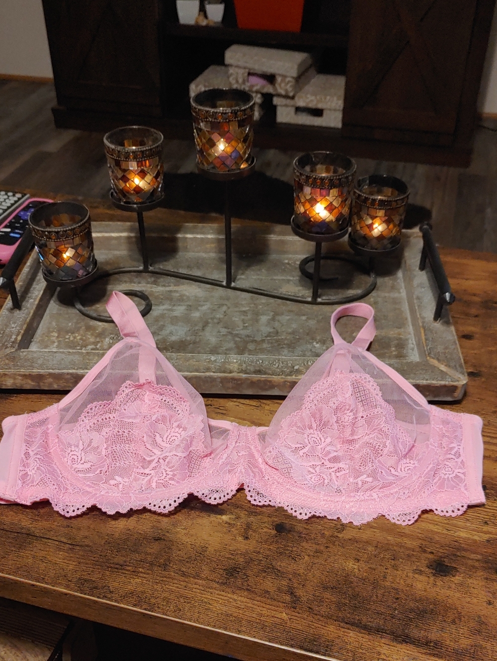 NWOT SHECURVE 40C Sexy Pink Lace Stunning Unpadded Underwire bra